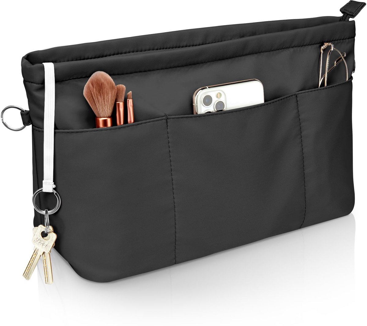 IMPERATORIS® Tas in Tas Organizer - Binnentas voor Handtas - Vilt - Met Veel Vakken - Houdt Tas Georganiseerd en in Vorm - Maat XL - Zwart