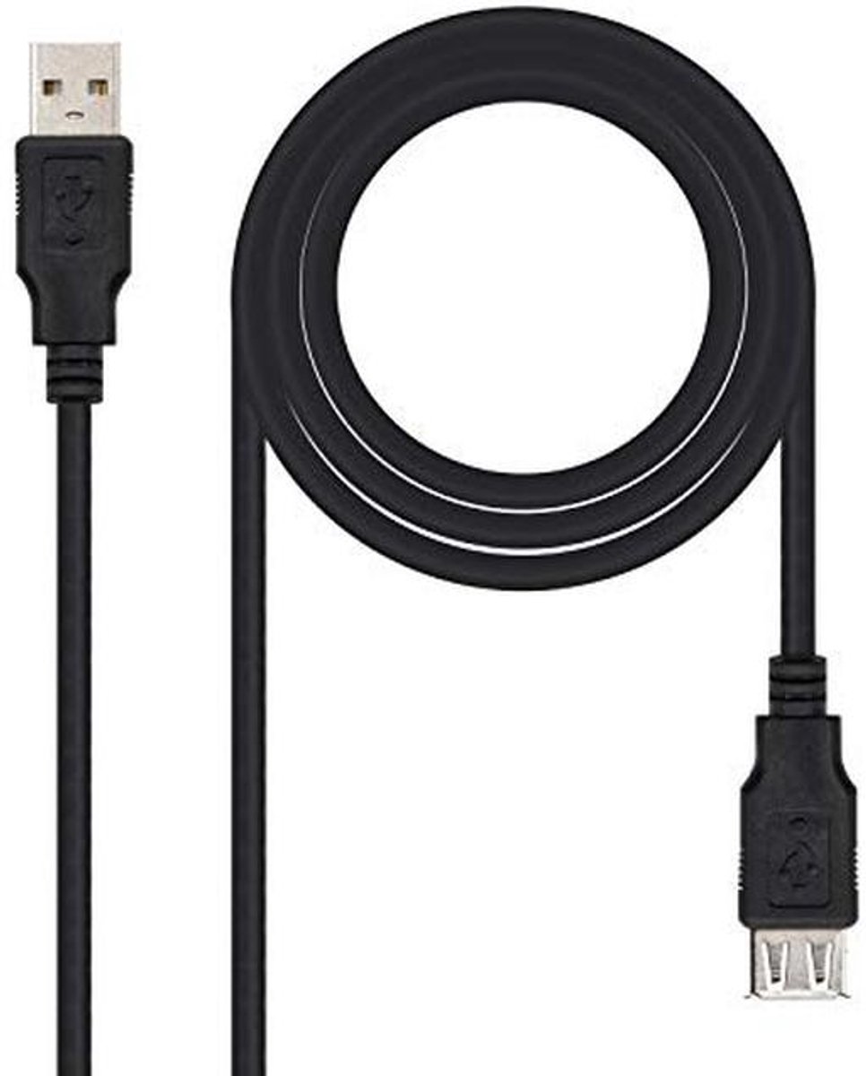USB 2.0 verlengkabel 1 m - zwart en praktisch