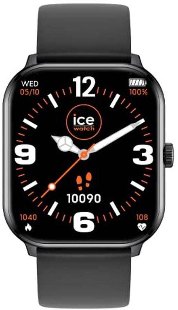 Zwarte Slimme Horloge met Silikon Band - Verbonden Horloge 1.85"