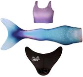 Mermaid Sisters Zeemeermin Staart Set voor Meisjes - Blauw/Paars - Maat 104-122 - Monovin & Bikini Zeemeermin Zwemkleding