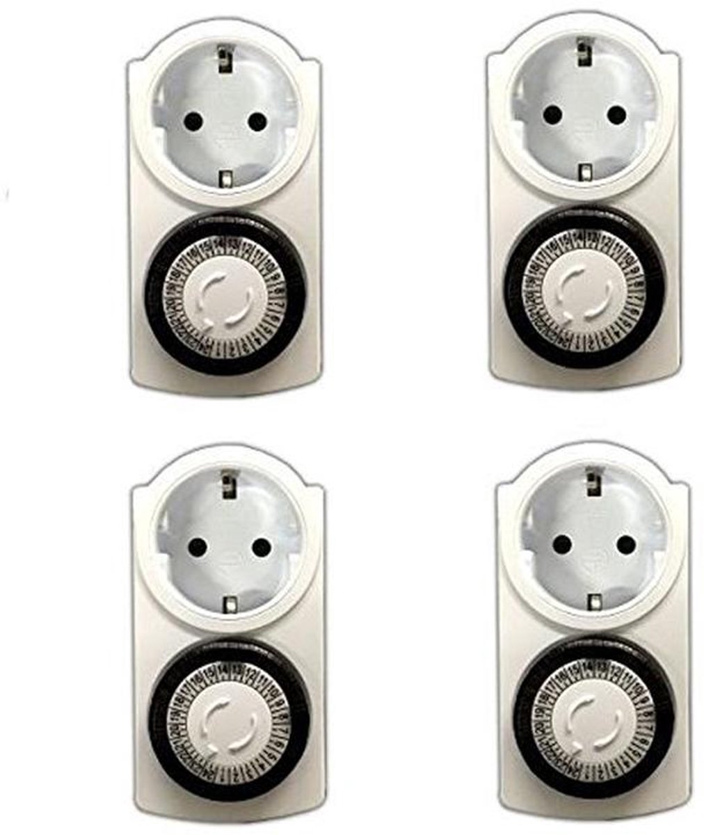 Set van 4 analoge timers met kinderbeveiliging - 24-uurs tijdschakeling