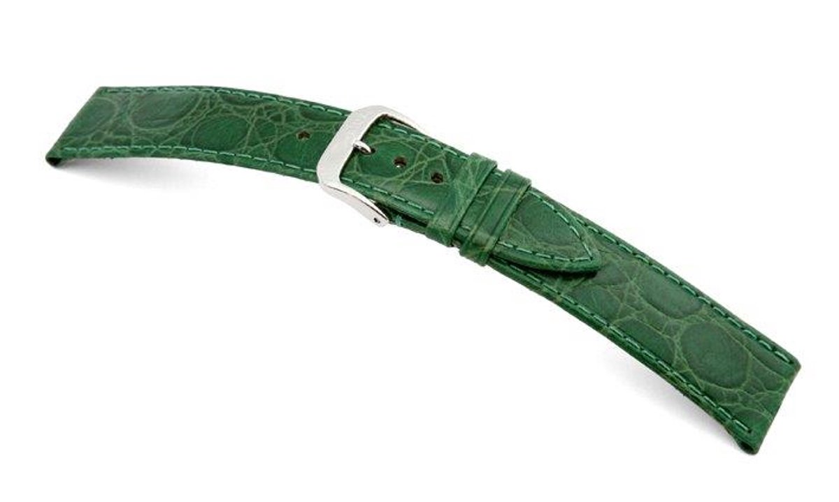 Lederband Bahia 16mm groen met Krokodillenprint