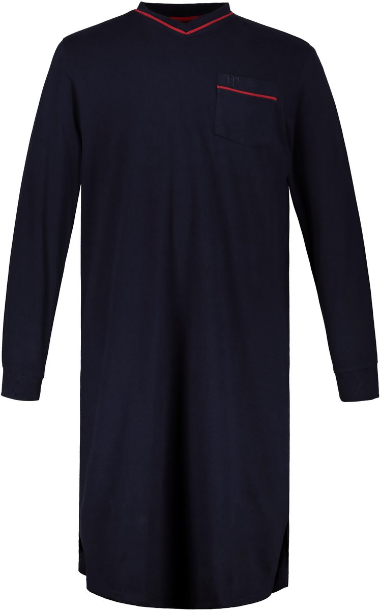 JP 1880 - Heren - Nachthemd loungewear effen lange mouwen - Donkermarine - Maat XL