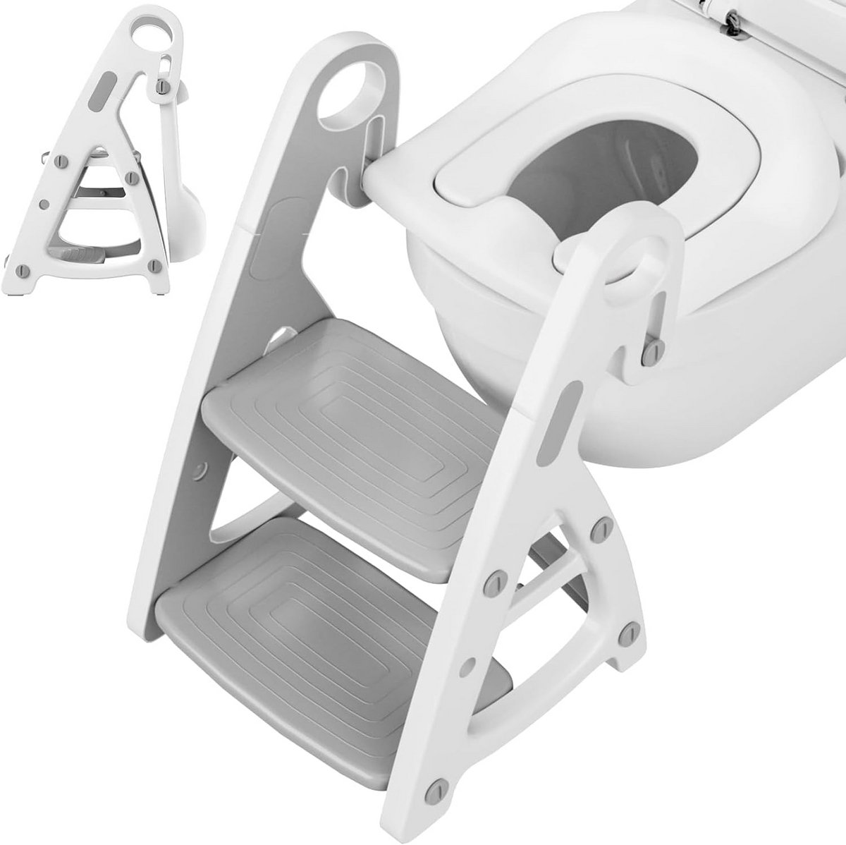 2-in-1 Babytoiletbril met Trap en Verstelbare Zithoogte