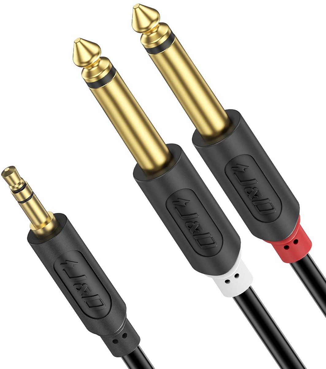 3.5mm naar dubbele 6.35mm audio Y-kabelsplitter