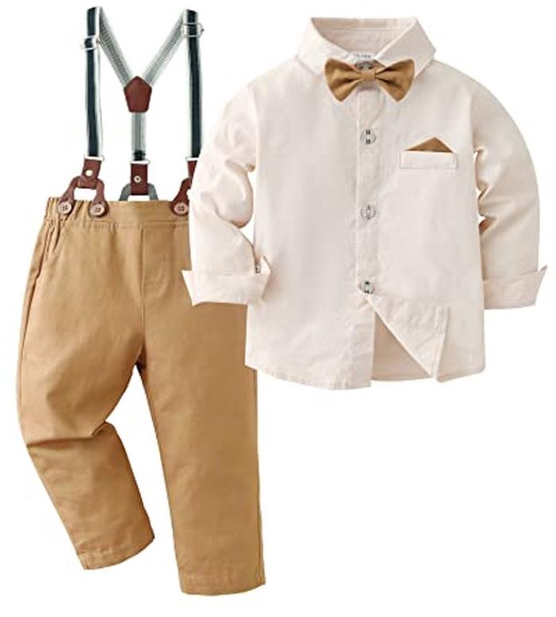 Kledingset voor Baby Jongens - Formele Outfit met Jurk, Bowtie en Jarretel Broek - 1-6 Jaar