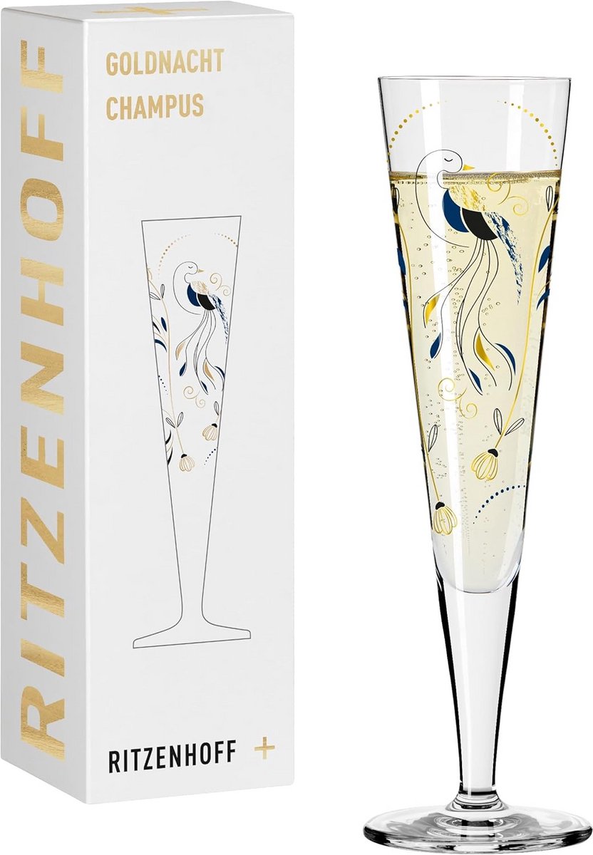 Luxe Champagneglas met Echt Goud – 200 ml – Goldnacht Serie