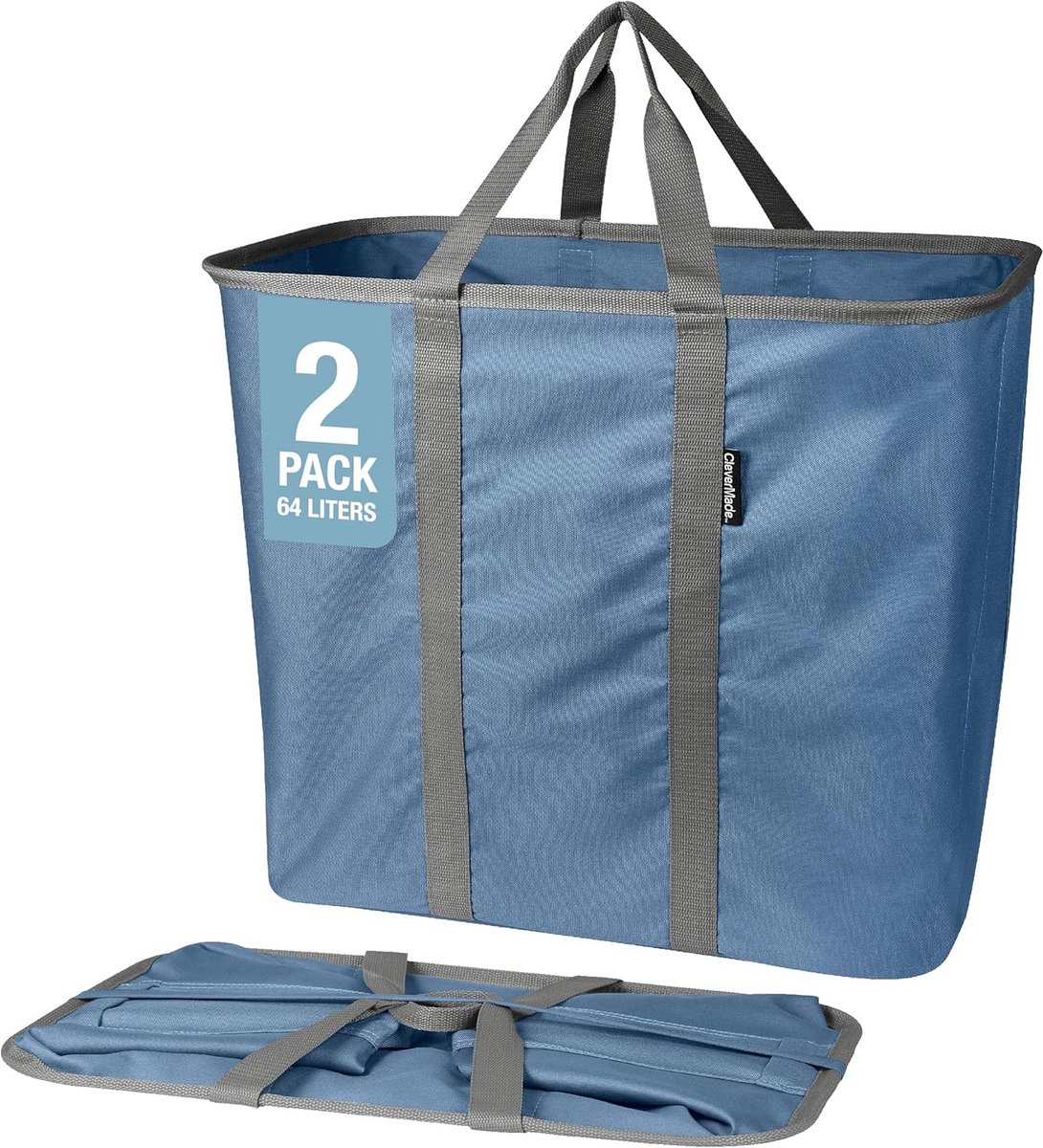 2x Grote Opvouwbare Was/Opbergmand - 64L - Inklapbaar met Stevige Handvatten