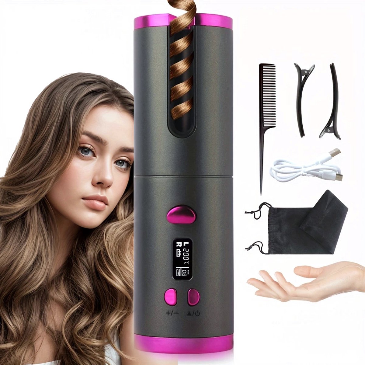 Automatische krultang - Draadloze krultang met LCD-scherm en - Automatische - €32,39