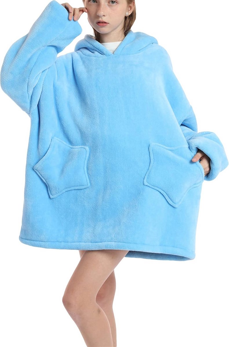 Extra Grote Sherpa Fleece Hoodie Deken voor Kinderen - Warm & Pluche Wearable Blanket
