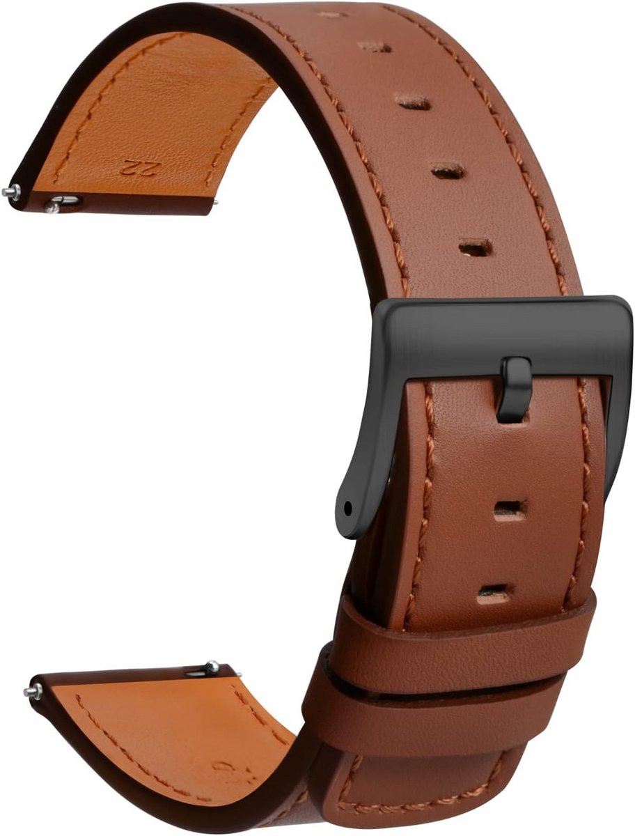 Leren Horlogeband 20 mm met Quick Release voor Heren en Dames - Zacht Bruin