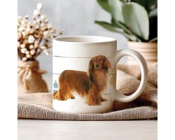 Mok - 330 ML - Hond - Langharige Teckel - Koffiemok - Theemok - Thee of Koffie - Koffiebeker - Koffietas Geschenk Cadeau
