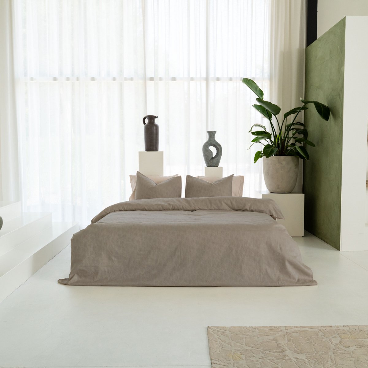 Kayori Koko Dekbedovertrek Katoen & Tencel - 140x200-220 + 1 sloop - Eenpersoons - Taupe