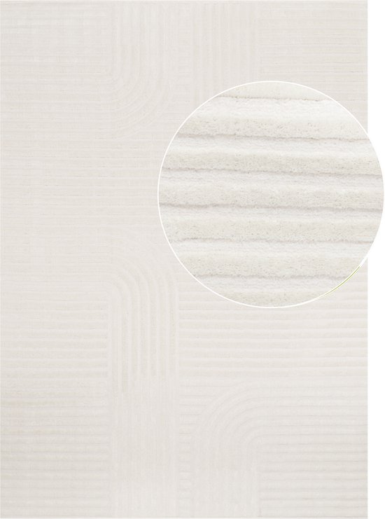 Tapis Tapiso Hygge Tapis de Salon Géométrique Wit Cassé Taille - 140x200