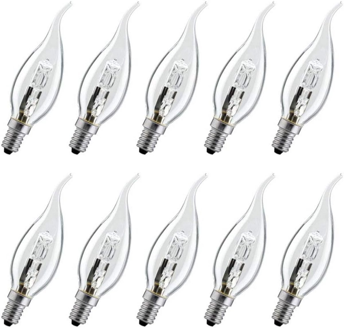 10x Eco Halogeen Kaarslamp Windstoot 28W E14 Warm Wit Dimbaar