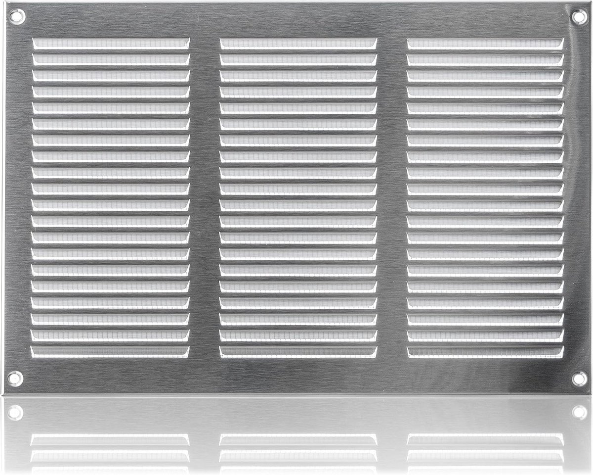 Ventilatierooster RVS 300x200mm met Hor voor Buitenlucht Toevoer en Afvoer