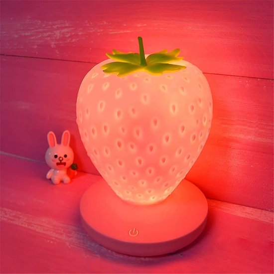 Schattige Kinder Nachtlamp Aardbei, Aanraakgevoelige Kleurwisselaar, LED Smiley van Merkloos — afbeelding 4