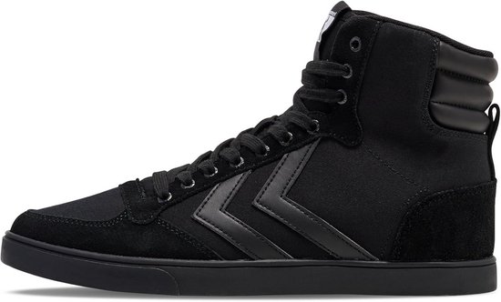 Sharllen Unisex Hoge Canvas Sneakers - Stoffen Schoenen Dames Heren Trainers Zwart/Wit