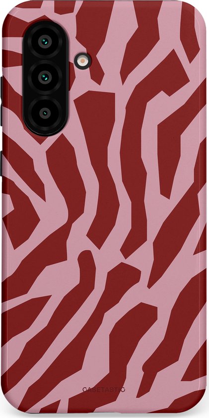 Étui Casetastic Convenant pour Samsung A56 / A36 - Étui de Protection Élégant à Deux Couches - Rayures Zèbre Framboise Rose Rouge