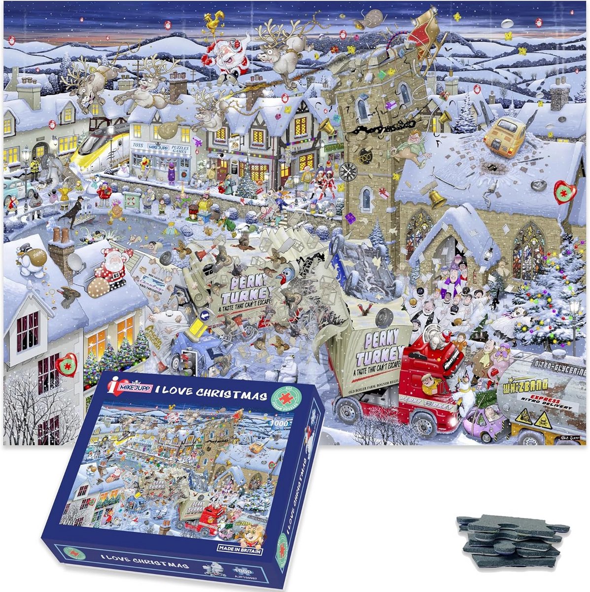 Luxe Legpuzzel 'I Love Christmas' - 1000 Stukjes voor Volwassenen - Gemaakt in Groot-Brittannië - 66x50 cm