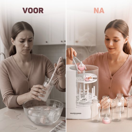 Vulpes Goods® Babycare - Baby Bottle Washer Pro - Automatische Baby Flessenwasser, Sterilisator & Droger - Elektrische Babyfles Reiniger - 360° Turbo‑jets, Glazen Design, BPA‑vrij - Ook voor borstkolfonderdelen - Incl 60 Reinigingstabletten van Vulpes Goods® — afbeelding 4
