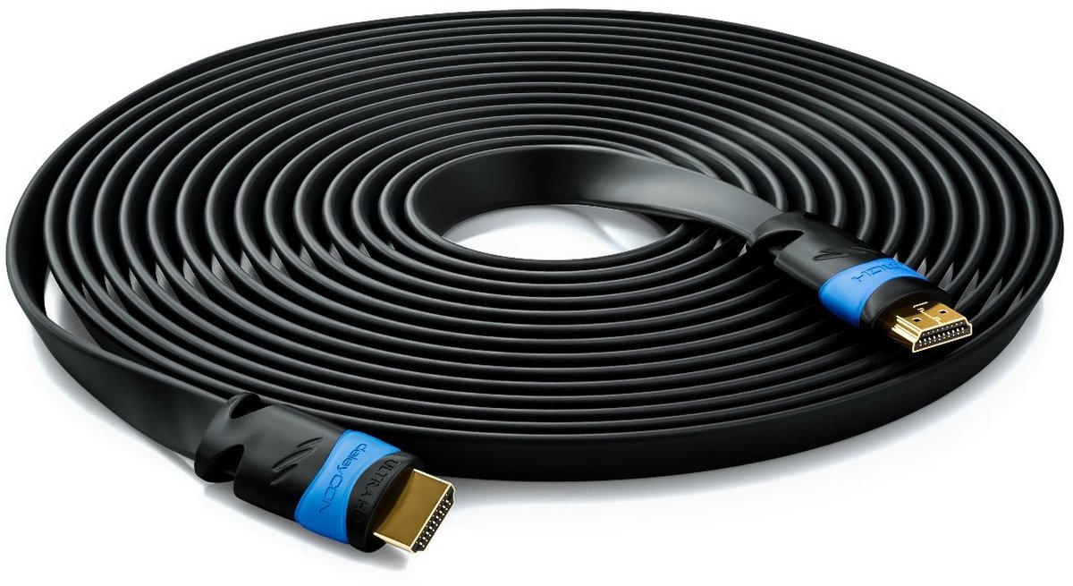 Platte HDMI-Kabel 7,5 meter - 4K Ultra HD, HDR, 3D compatibel - High Speed met Ethernet