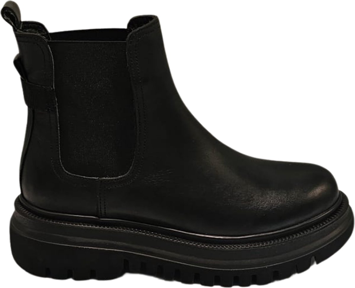 Berussa - Damesmode - Handgemaakte Leren Chelsea Boots voor Dames - Comfortabele Enkellaarsjes met Grove Zool - Premium Leer – Zwart - 36/40