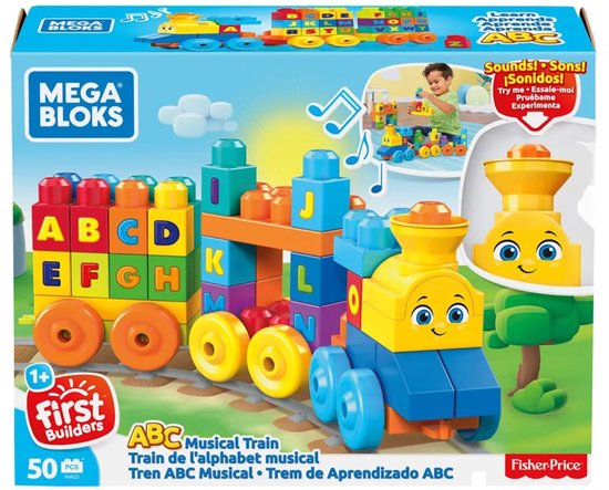 MEGA Bloks ABC muziektrein - 50 blokken - Bouwstenen met geluiden