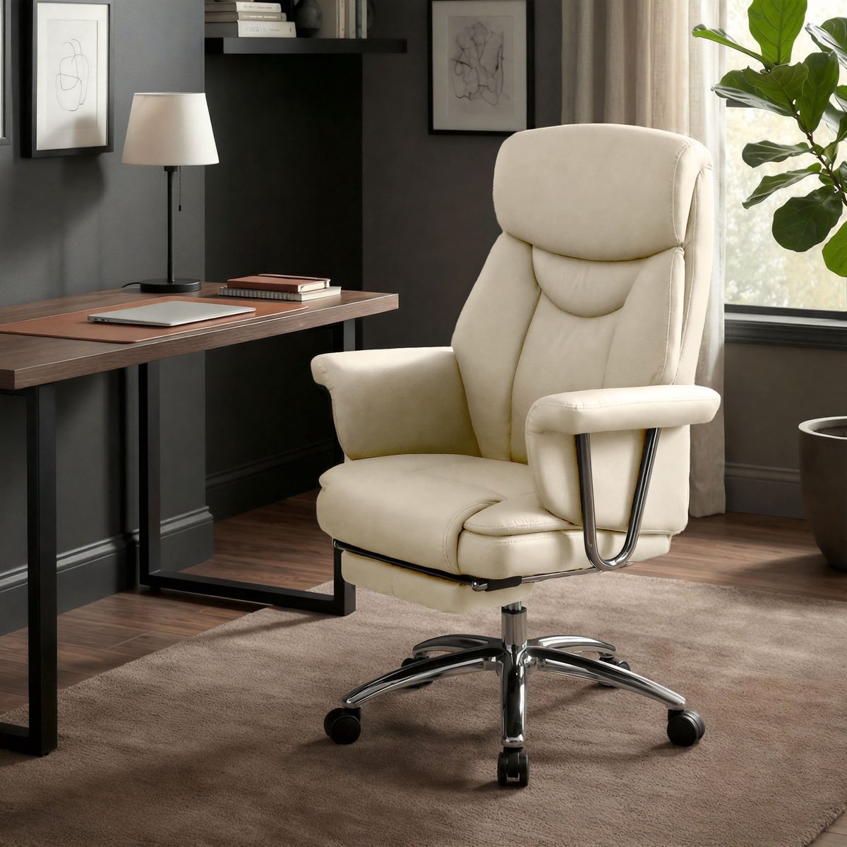 CLP Dahra Bureaustoel Ergonomisch met Voetensteun Creme - afbeelding 3