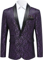 ALLTHEMEN Herren Jacquard Anzugjacke - Bloemenpatroon - S