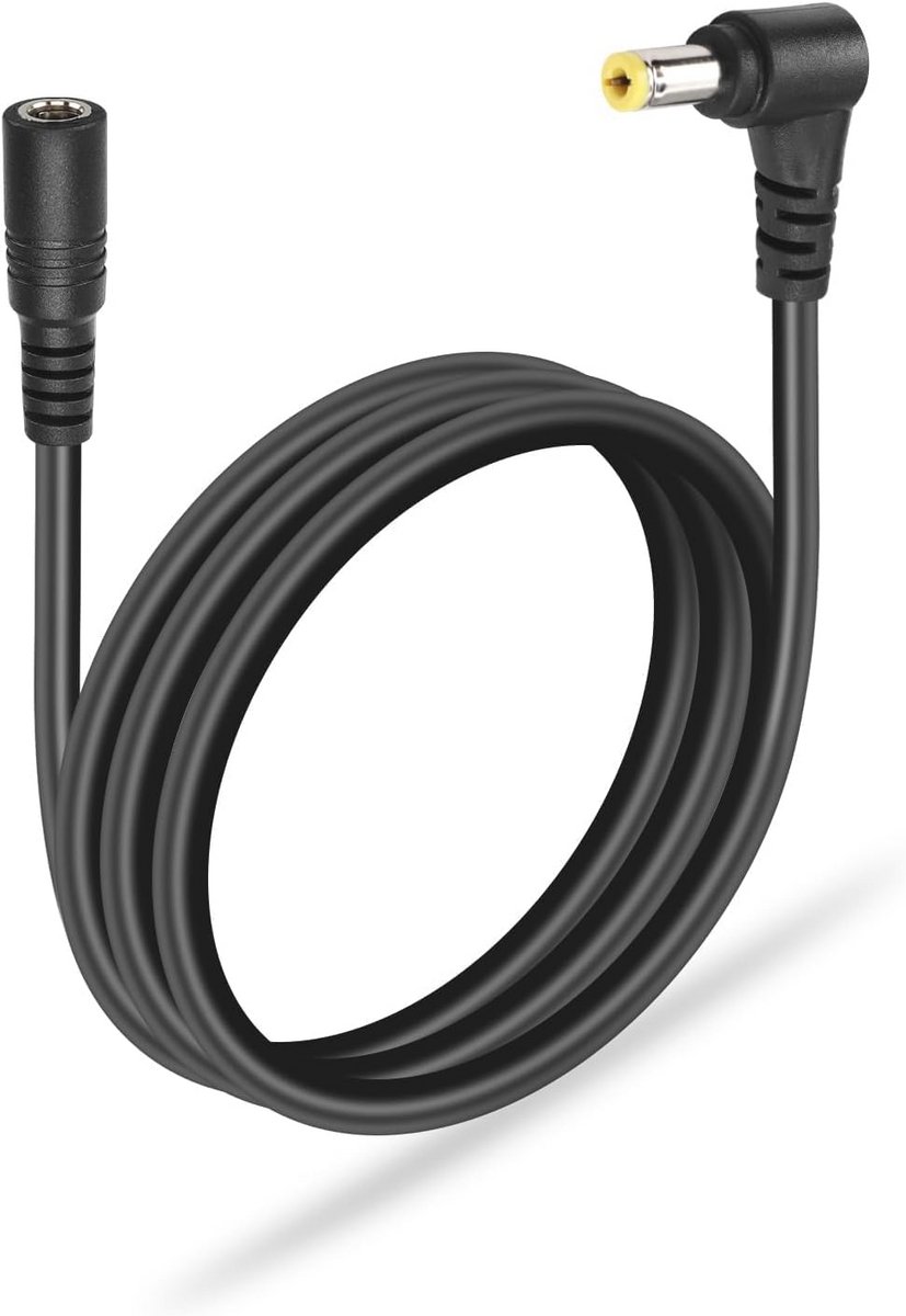 DC 5,5 mm x 2,5 mm verlengkabel met 90 graden stekker voor beveiligingscamera's en LED-lampen (3 m)
