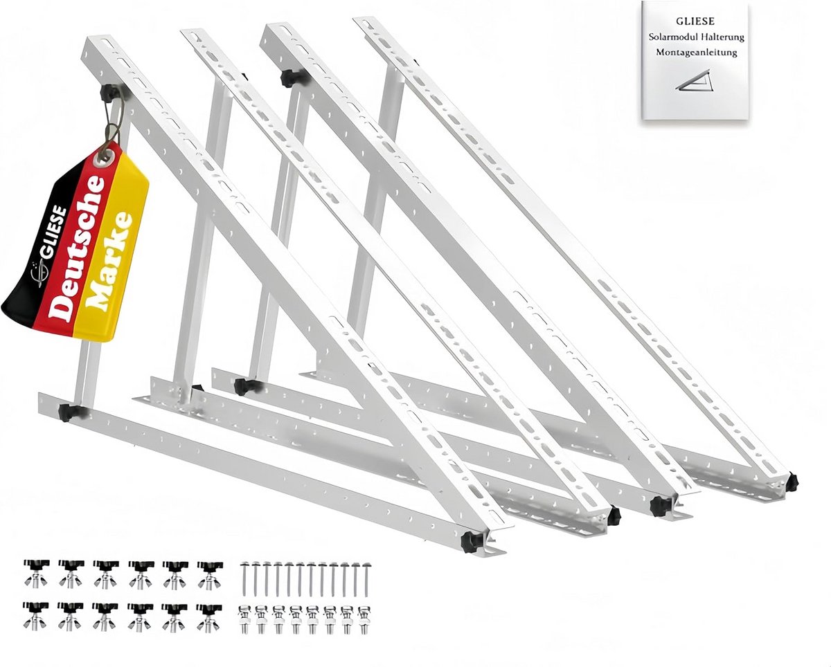 Set van 4 Verstelbare Zonnepaneelhouders voor Balkon, Aluminium, Hoek 0°-90°