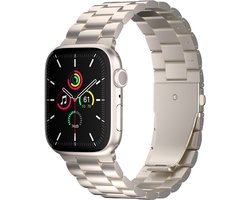 Stalen bandje - Geschikt voor Apple Watch 1, 2, 3, 4, 5, 6, 7, 8, 9, 10, 11, SE, Ultra (2 / 3) - 44/45/46/49 mm - Sterrenlicht