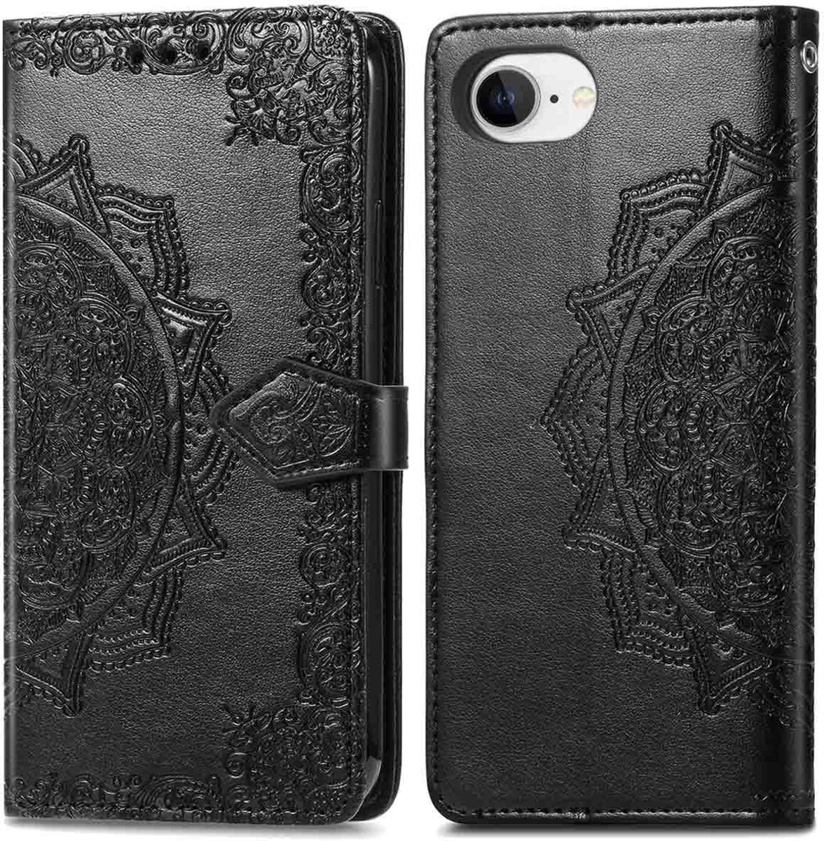 imoshion Hoesje - Geschikt voor Apple iPhone 17e / 16e - Mandala Bookcase - Zwart