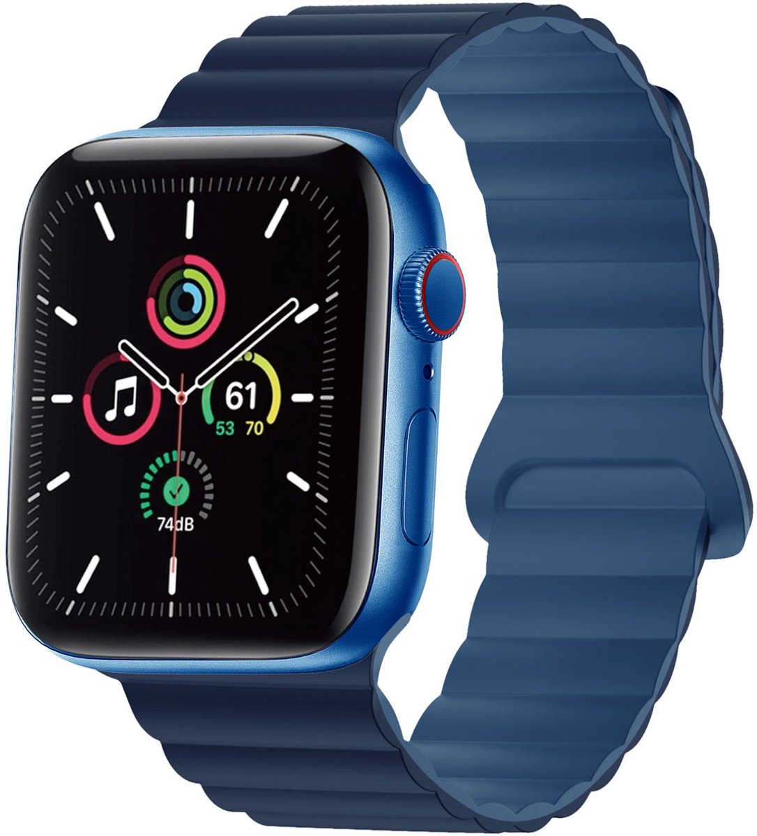 iMoshion Siliconen magnetisch bandje geschikt geschikt voor Apple Watch Series 1 / 2 / 3 / 4 / 5 / 6 / 7 / 8 / 9 / SE / Ultra (2) - 42 / 44 / 45 / 49 mm - Donkerblauw