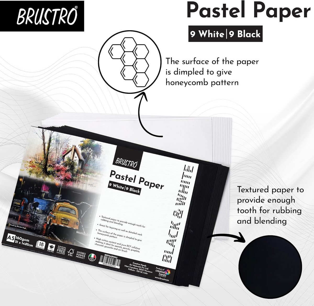Pastelpapier A5 Set van 18 - 160 GSM, Ideaal voor Pastelkleuren, Kleurpotlood, Grafiet en Houtskool — cadeau in Hobby - foto 5