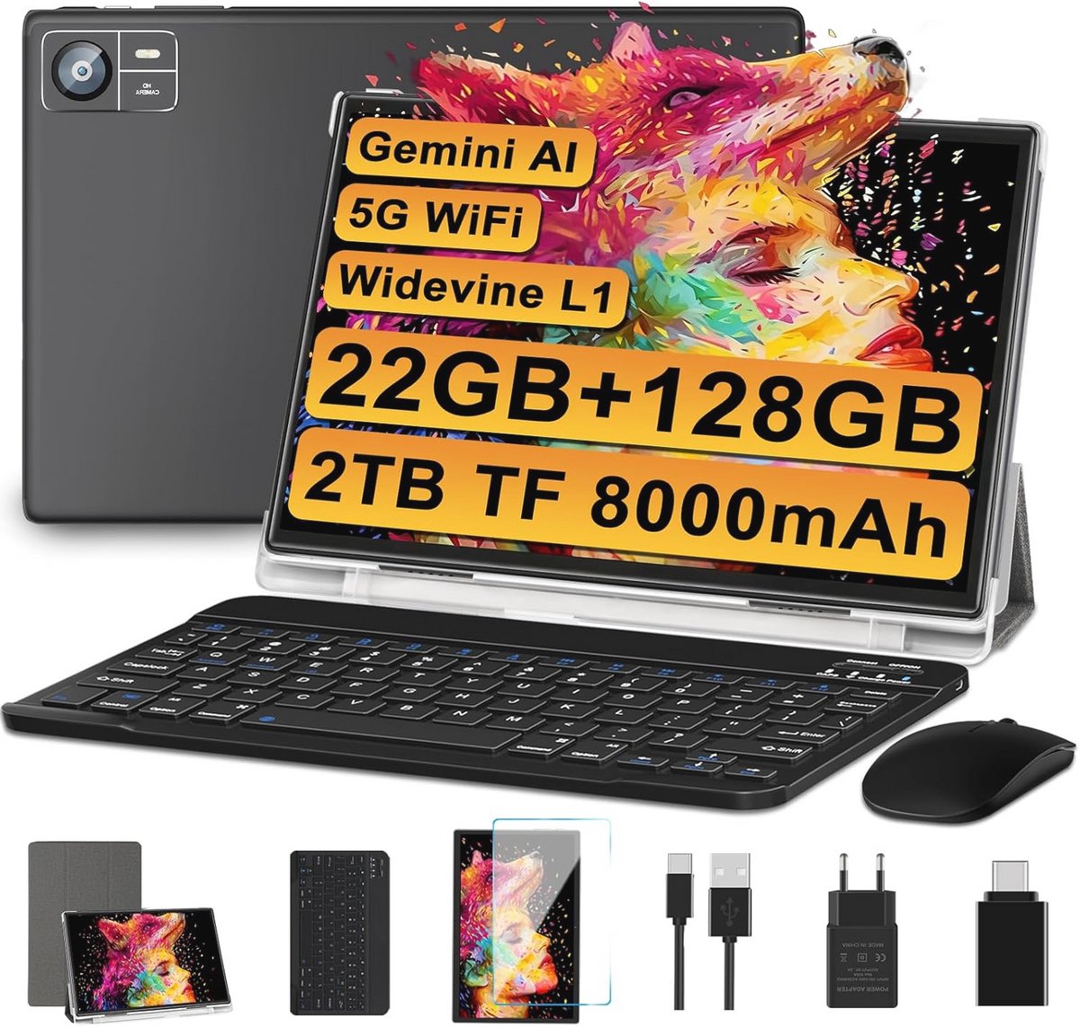 10 Inch Android Tablet met 22 GB RAM en 128 GB Opslag
