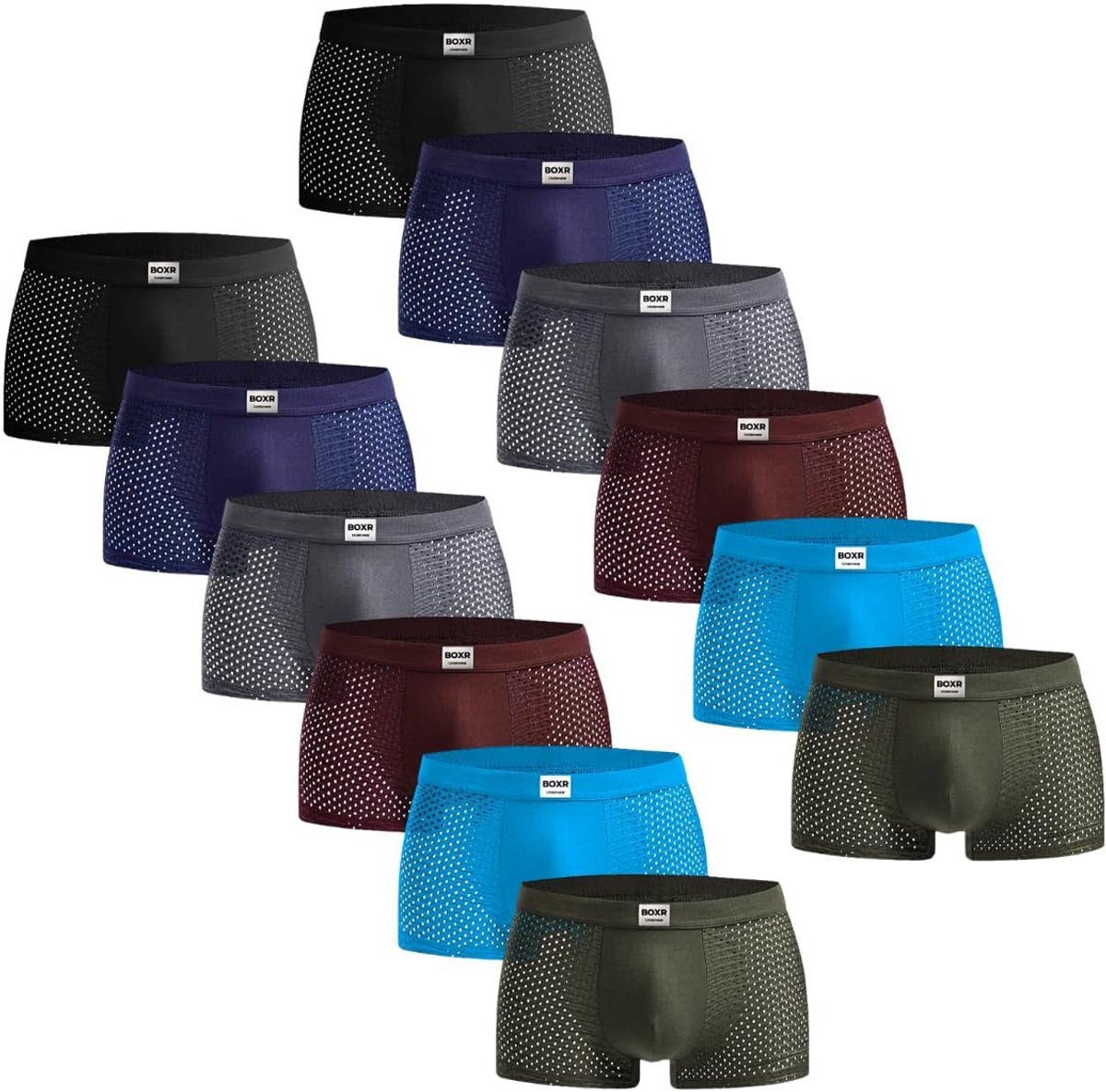 Set van 12 Heren Boxershorts van Bamboe: Ultrazacht en Ademend Comfort