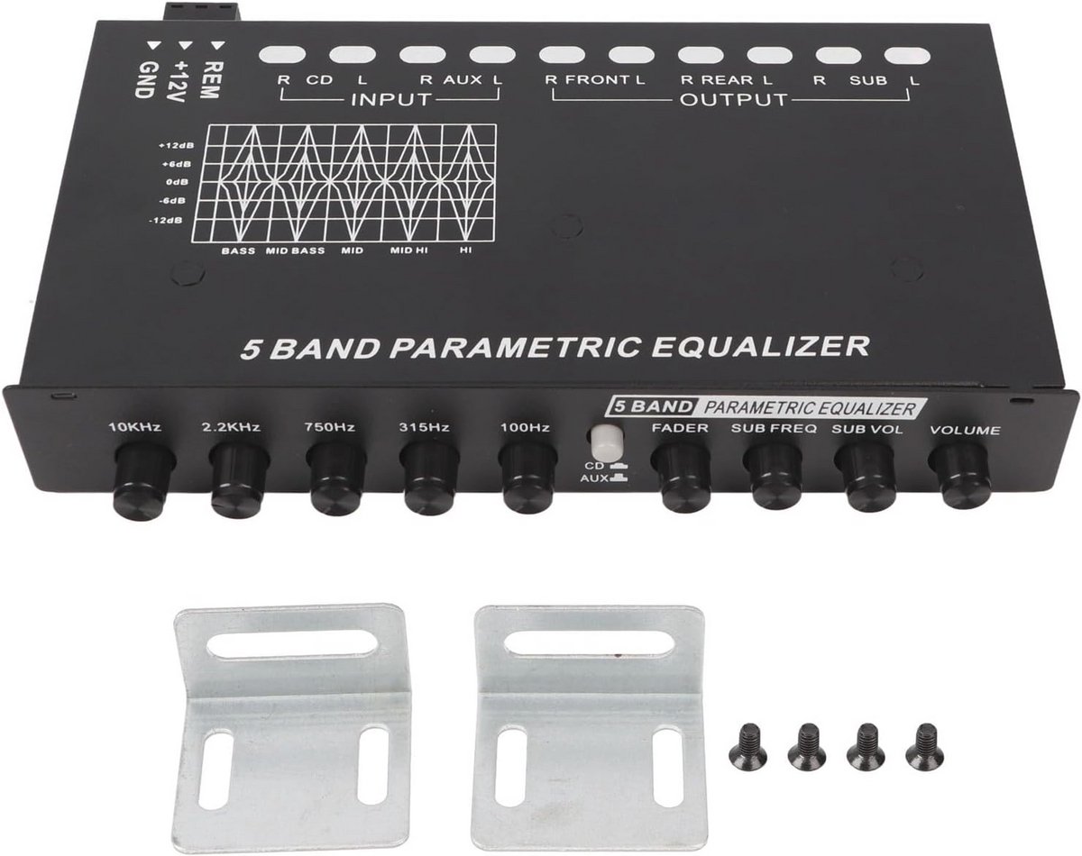 Auto Grafische Equalizer met 5 Bands Verstelbare Tuning