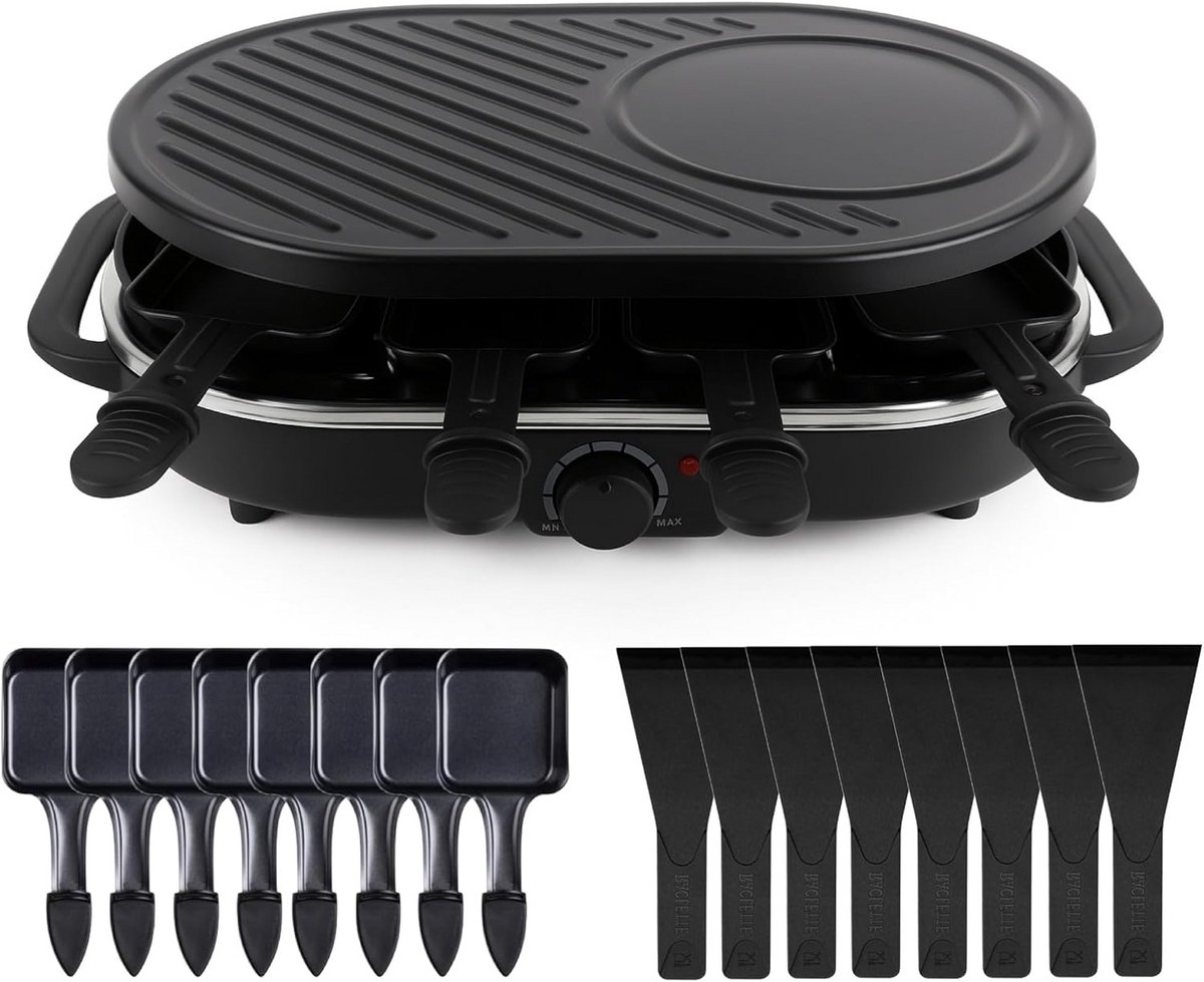 Raclette set voor 8 personen met grillplaat en natuursteen