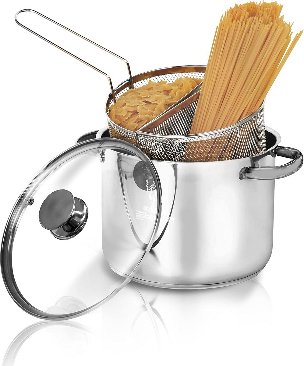 Dubbele Mand voor Pasta 22 cm - Geschikt voor Inductie, Staal