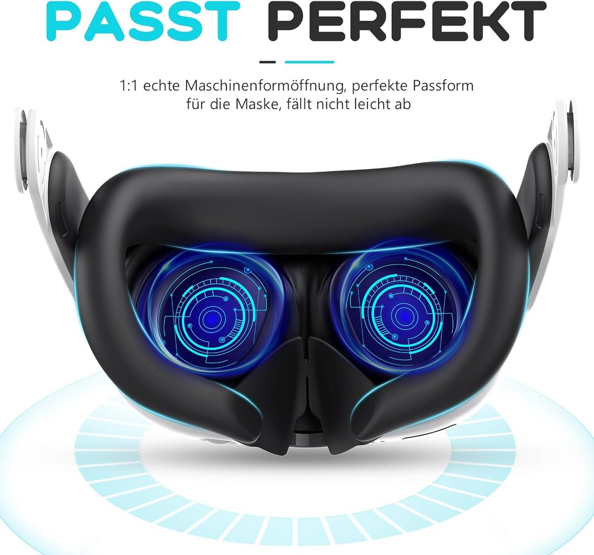 Siliconen Oogmasker voor VR, Zweetbestendig en Lichtdicht, Comfortabel VR-accessoire voor Meta Quest 3 (Zwart) thumbnail 7