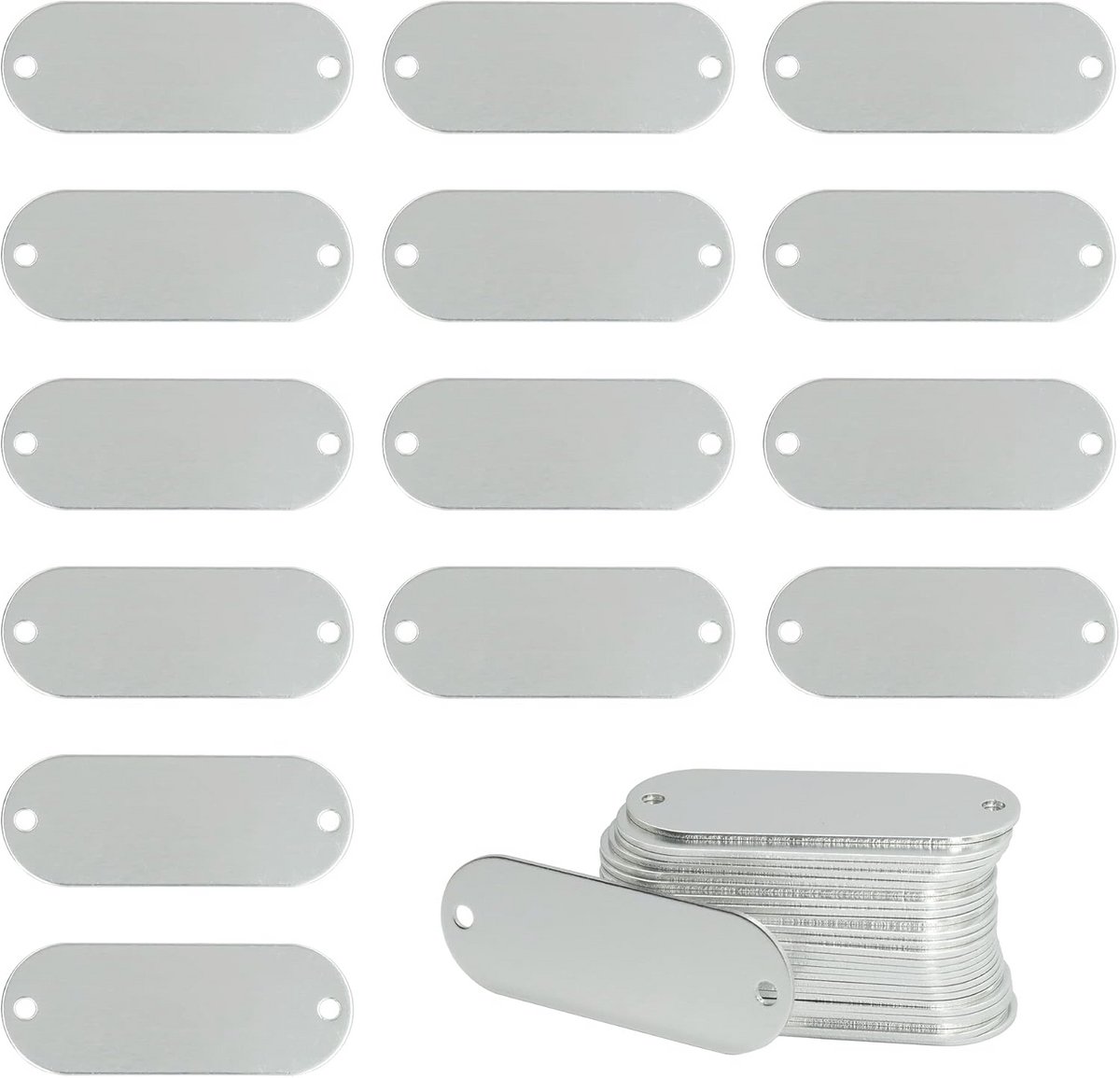 Gravure Tags Geanodiseerd Aluminium met 2 Gaten - 25 Stuks