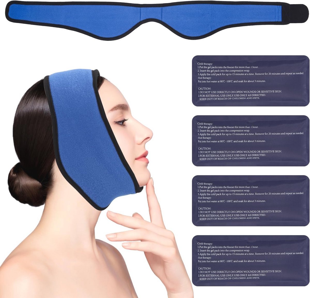Koelkompressen voor Verstandskiezen en Gezichtspijn - Koude en Warmte Therapie Gelpacks 4 Stuks