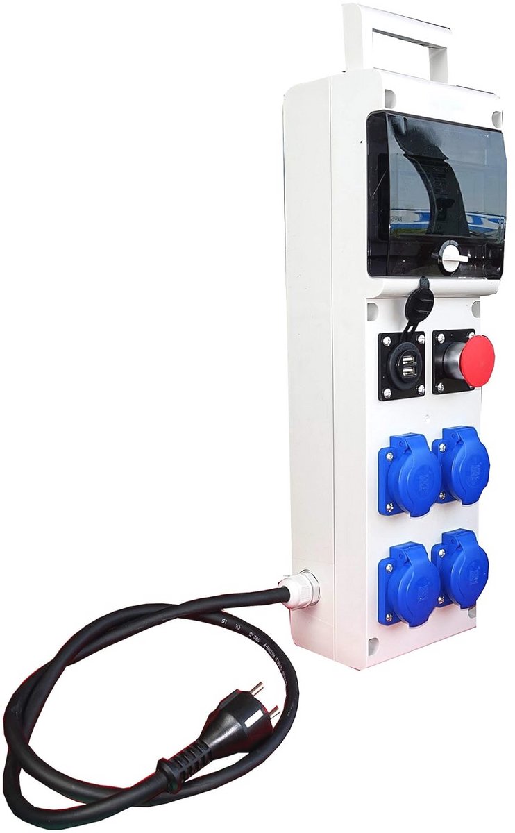 Verdeelkast met USB-aansluitingen en waterdichte stopcontacten