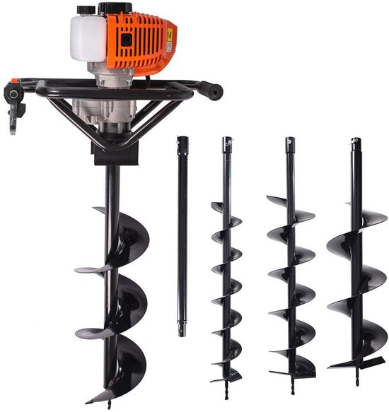 Grondboor met 52 cc motor - Professionele motorboor met verwisselbare bits en verlenging van Merkloos	 — afbeelding 5