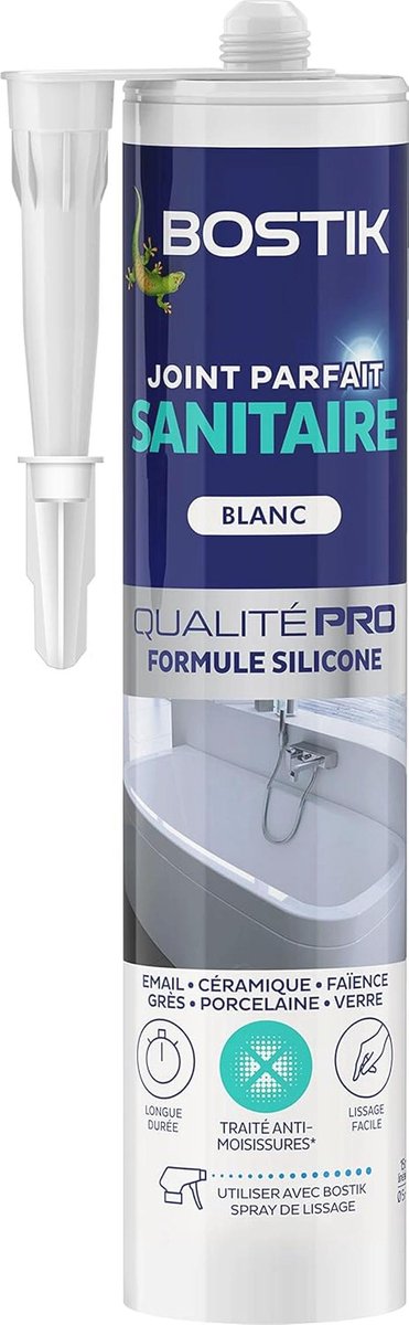 Siliconenkit voor Sanitair - Perfecte Afdichting, Anti-Schimmel, Wit 280 ml