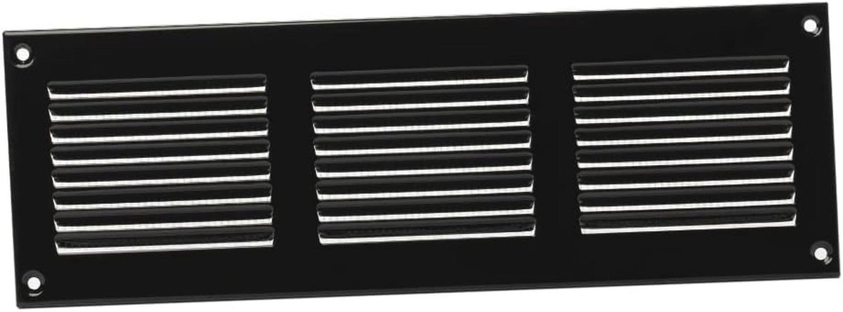 Ventilatierooster 300x100mm met Insectenhor - Metalen Toevoer- en Afvoerrooster - Zwart Staal