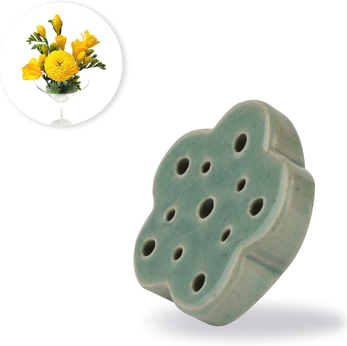 Handgemaakte bloemkikker voor bloemschikken - Keramische bloemenhouder (7,0 cm)