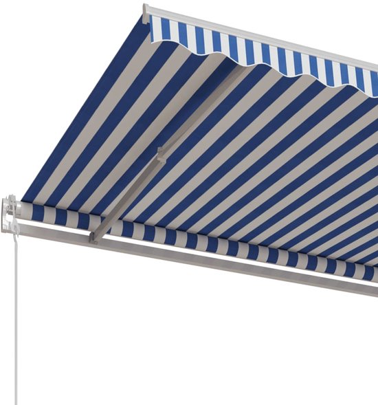 vidaXL - Luifel - automatisch - uittrekbaar - 400x350 - cm - blauw - en - wit